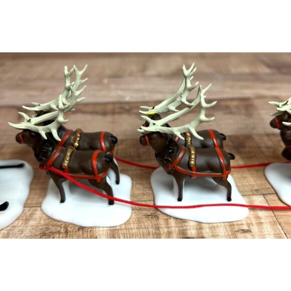 Heritage Village Collection Sleigh & Eight Tiny Reindeer Set - Picture 3 of 7